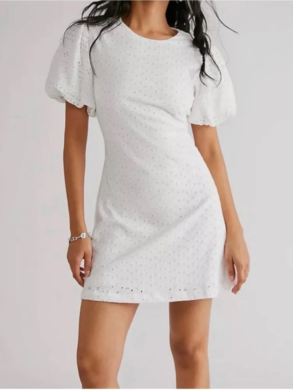 Free People White Eyelet Apricot Rose Dress